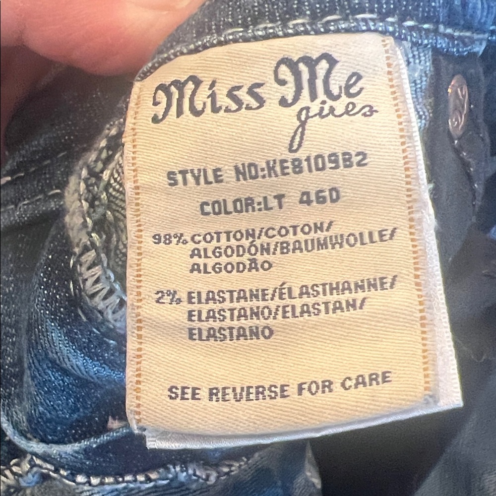 Miss Me Dark Blue Boot Cut Jeans with Embellished Pockets - Picture 3 of 5